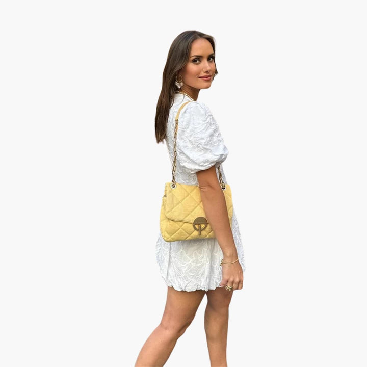 Women’s Round Neck Mini Dress with Puff Sleeves