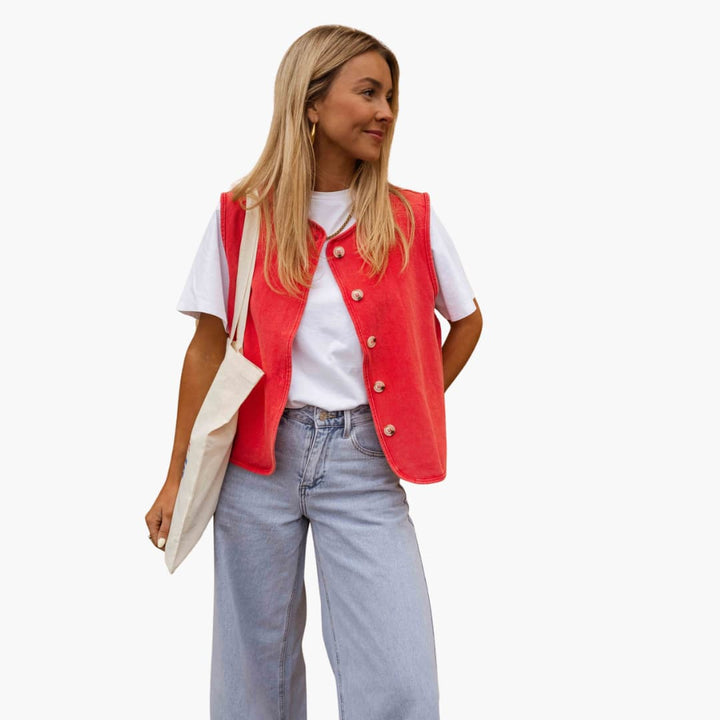 Women’s Sleeveless Button-Front Vest