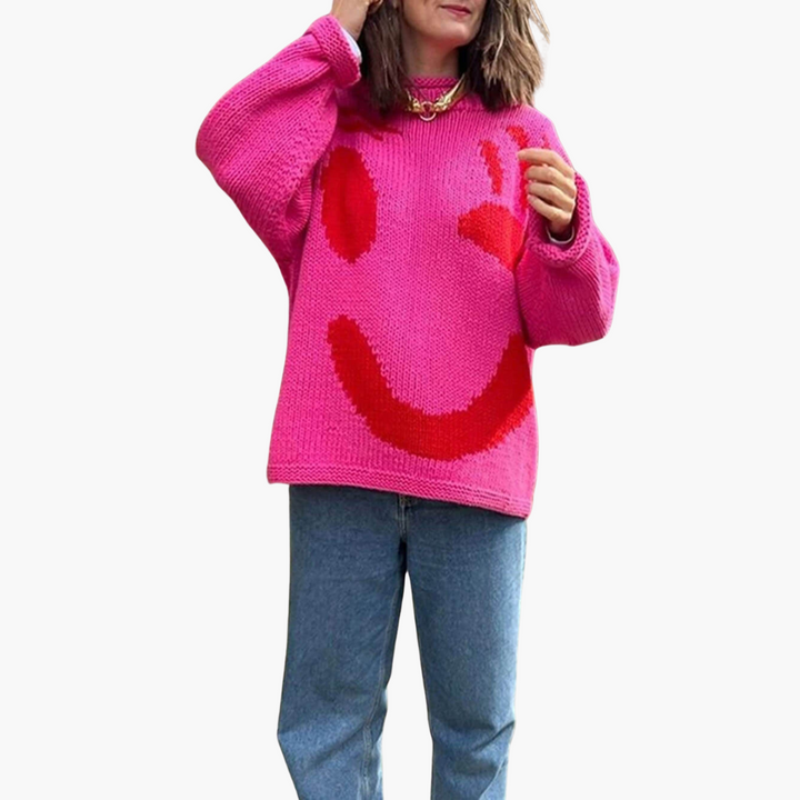 Women’s Sweater with Crew Neck and Cable Knit