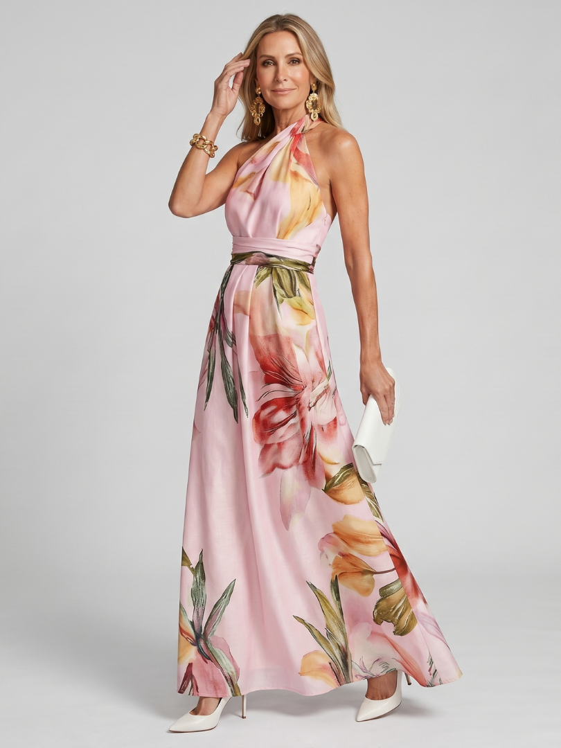 Hester | Soft Halter Flowing Skirt Maxi Dress