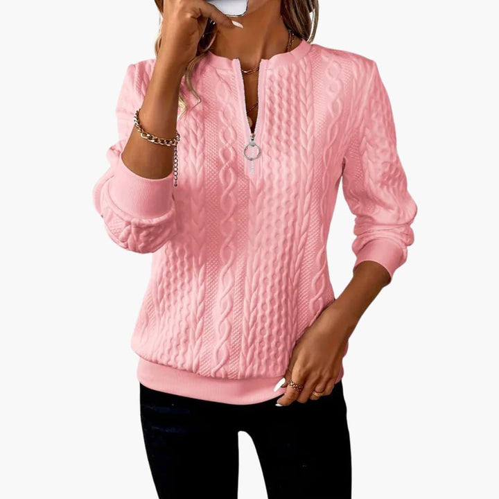Cable Knit Zip Sweater – Women&