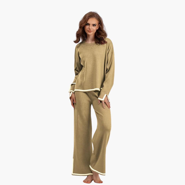 Women’s Two-Piece Set with Long-Sleeve Top and Matching Trousers