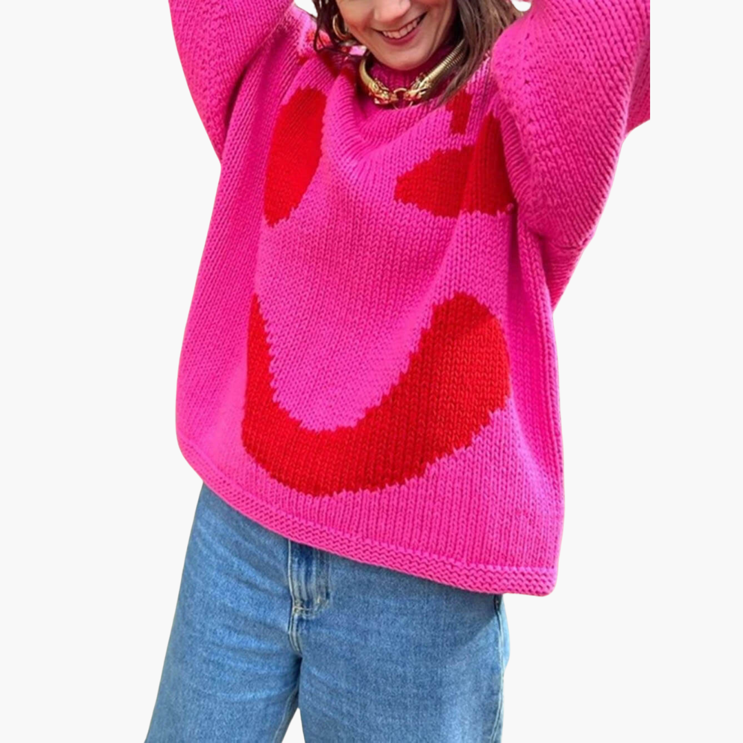 Women’s Sweater with Crew Neck and Cable Knit