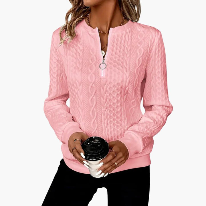 Cable Knit Zip Sweater – Women&