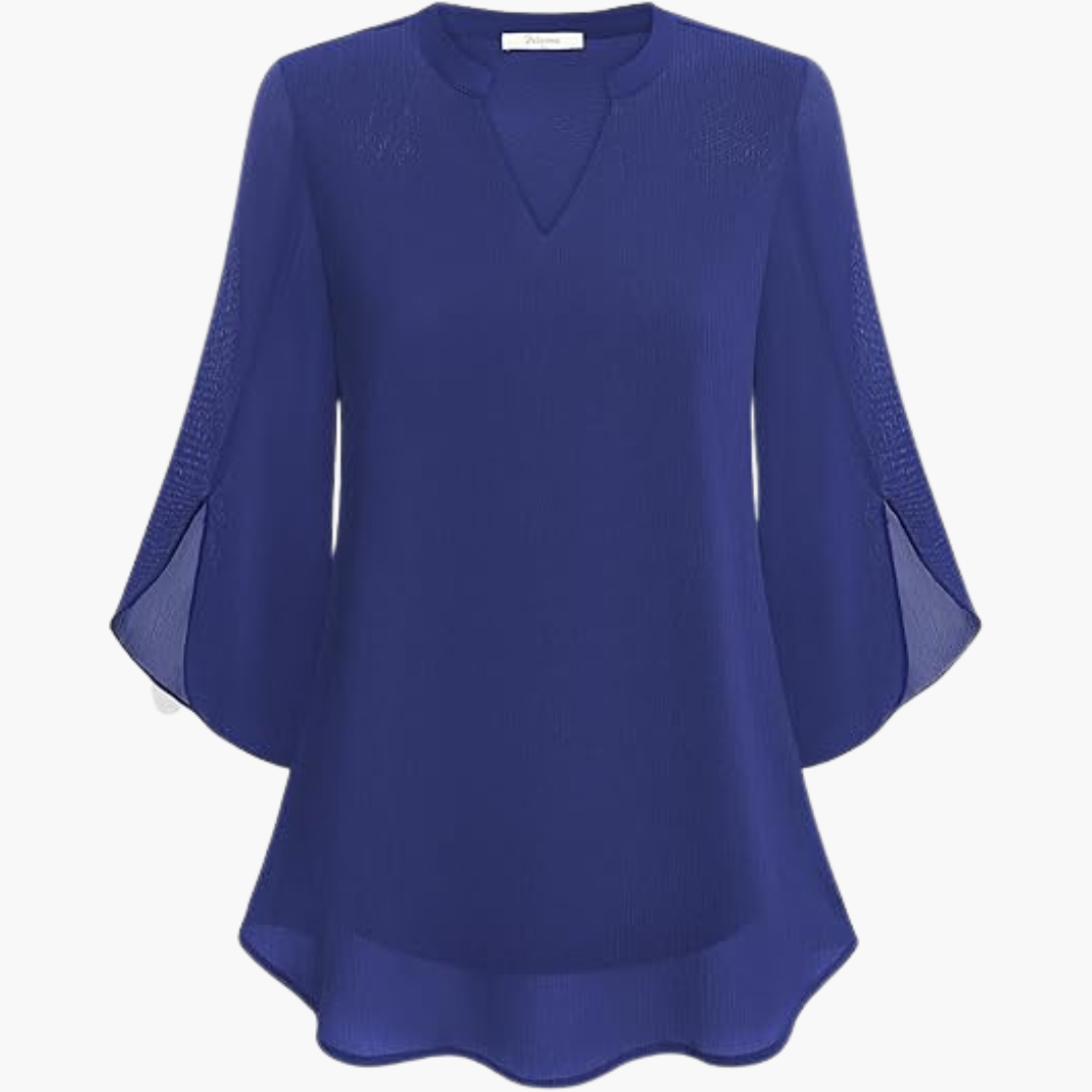 Women’s Blouse with V-Neck and Flowy Sleeves