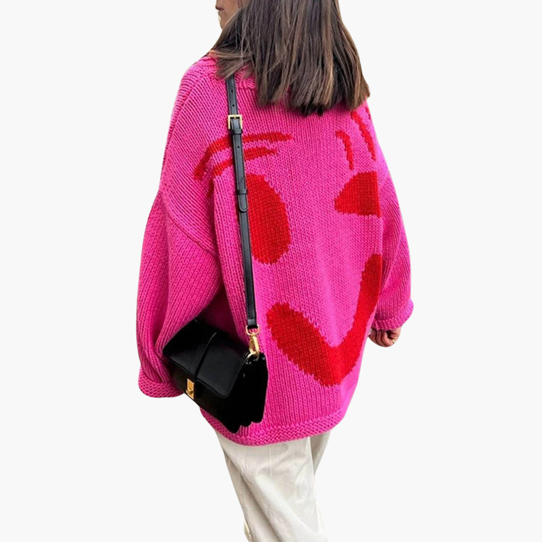 Women’s Sweater with Crew Neck and Cable Knit