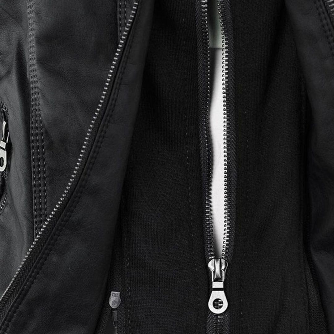 Women’s Zip-Up Faux Leather Jacket with Tailored Fit