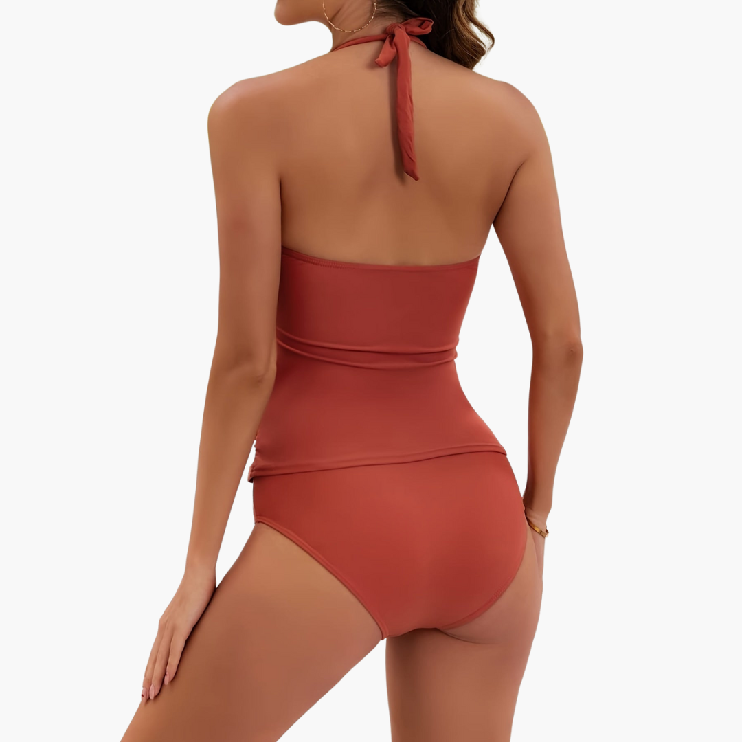Women’s Tankini Set with Halterneck and Side Ruching