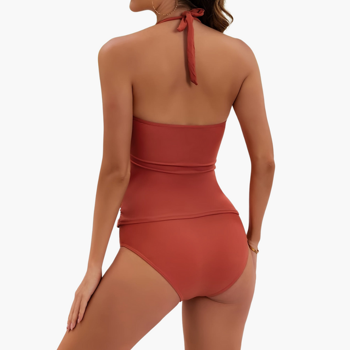 Women’s Tankini Set with Halterneck and Side Ruching