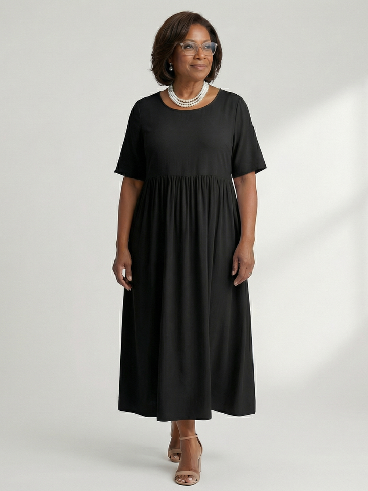 Ciren | Simple Gather Midi Dress