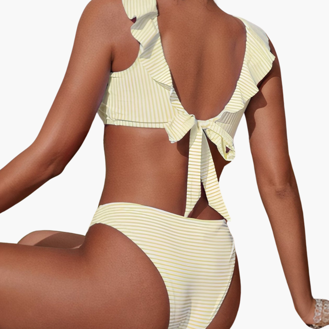 Women’s Bikini Set with Adjustable Straps and Mid-Rise Bottoms