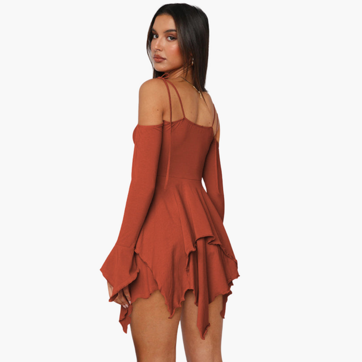 Women’s Mini Dress with Off‑Shoulder and Layered Detail