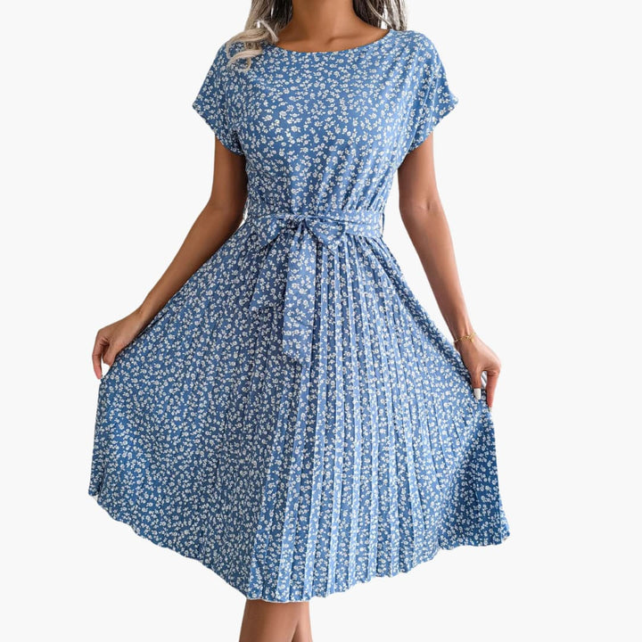 Women’s Summer Dress with Belted Waist and Floral Print