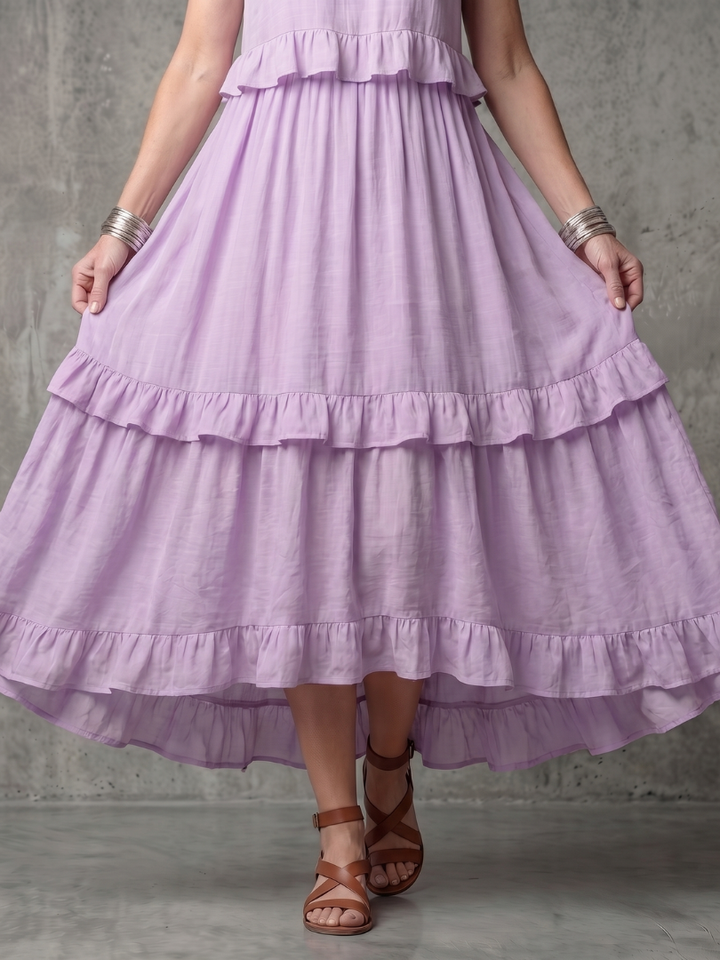 Katia | Tiered Ruffle Halter Maxi Dress