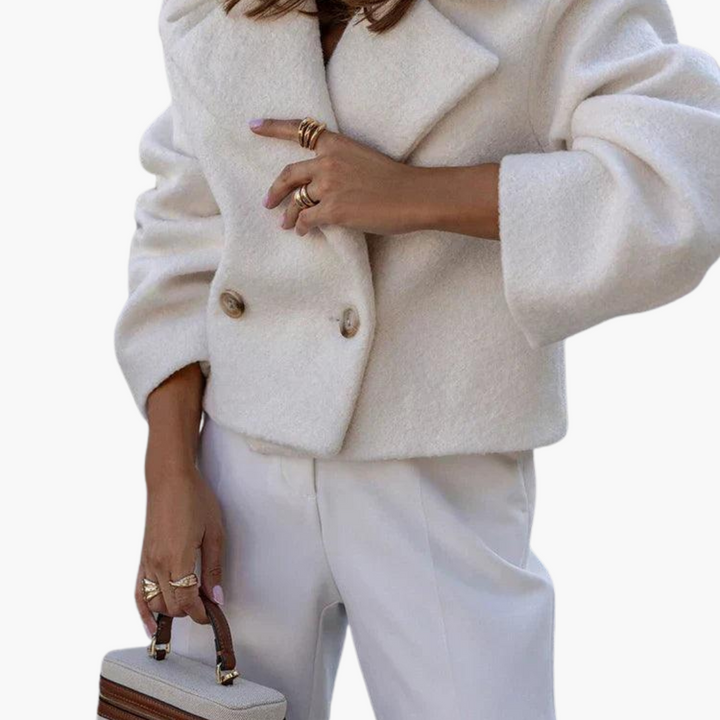 Women’s Cropped Jacket with Straight Hem and Long Sleeves