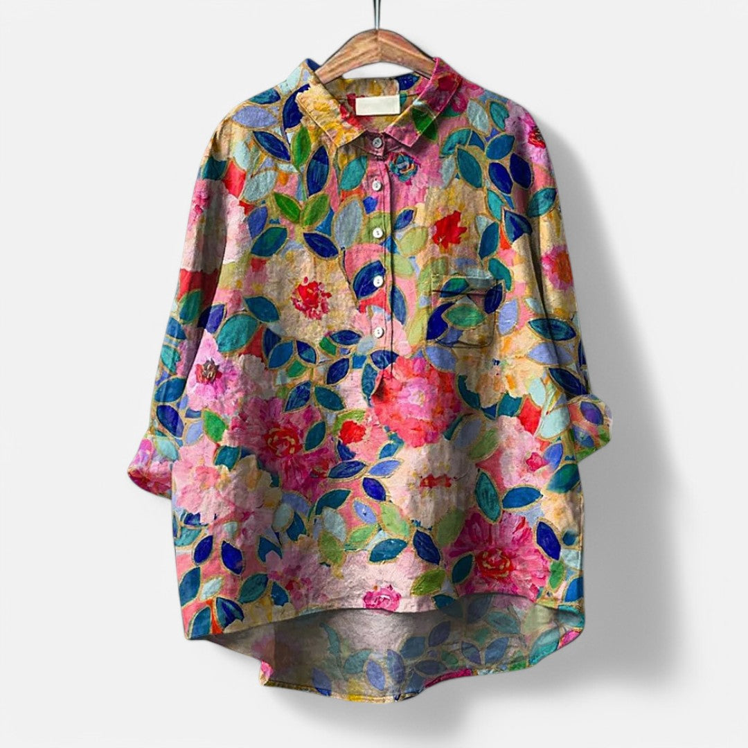 Women’s Long Sleeve Dog Print Blouse