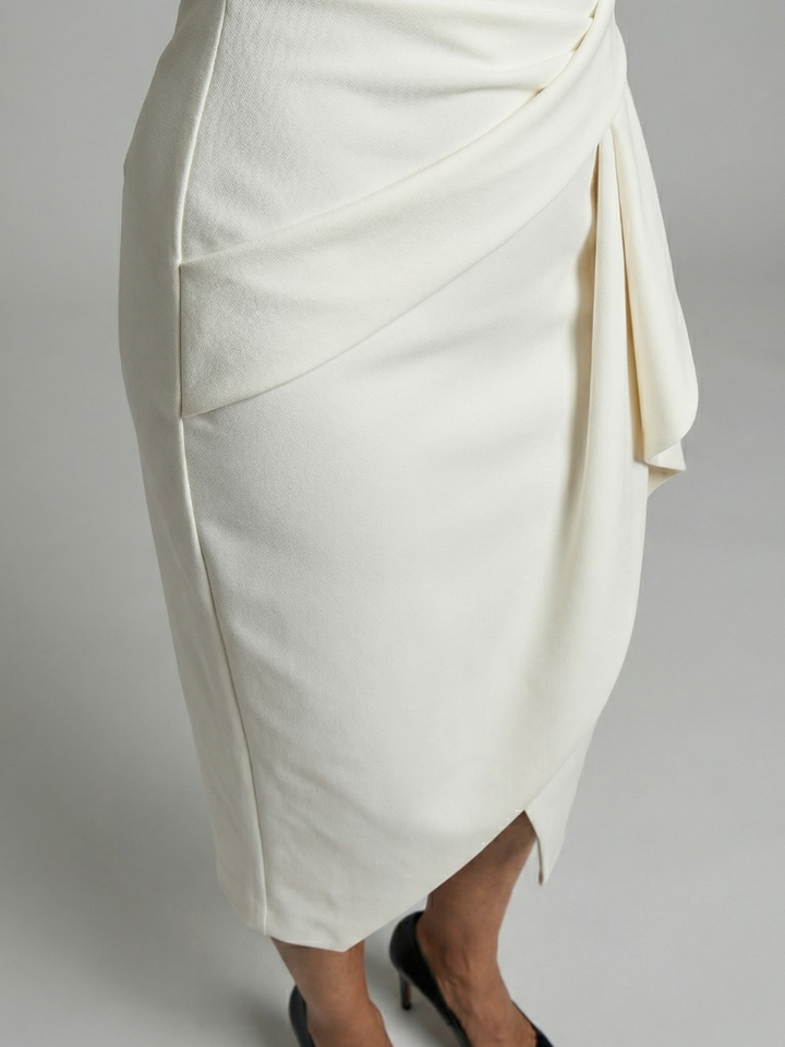 Oriel | Asymmetric Drape Midi Dress
