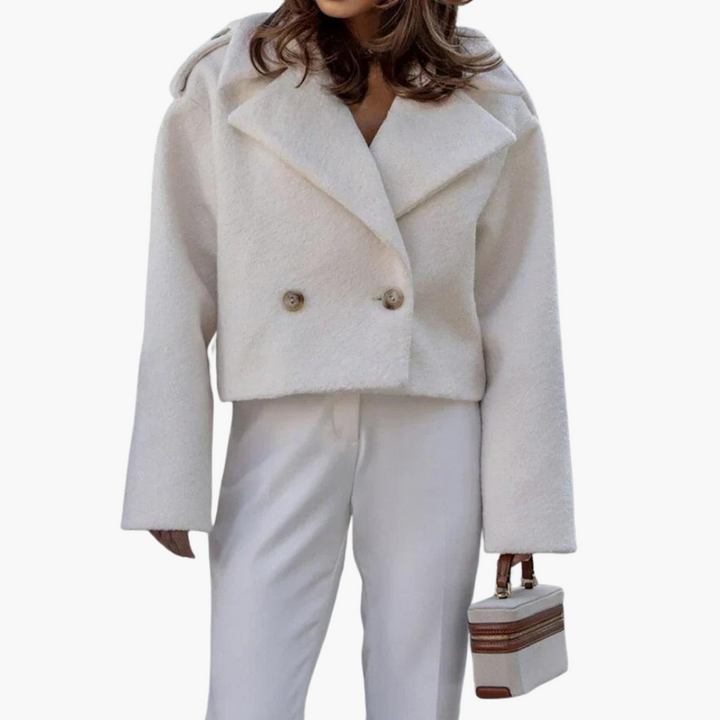 Women’s Cropped Jacket with Straight Hem and Long Sleeves