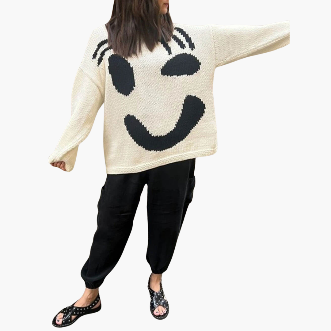 Women’s Sweater with Crew Neck and Cable Knit