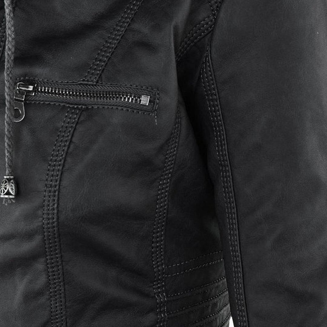 Women’s Zip-Up Faux Leather Jacket with Tailored Fit