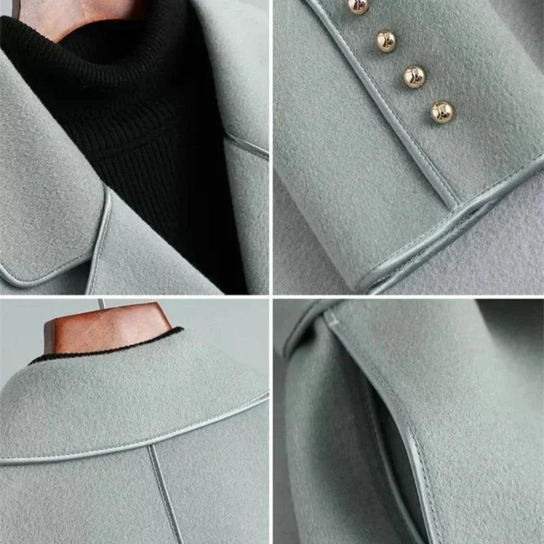 Women’s Double - Breasted Trench Coat with Wool - Blend Wrap and Tailored Fit