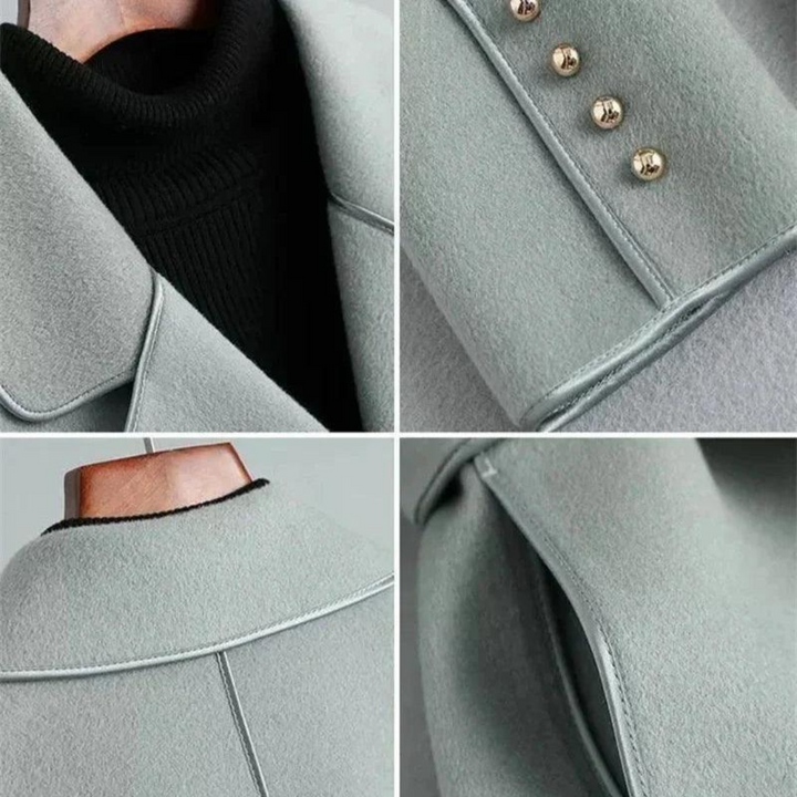 Women’s Double - Breasted Trench Coat with Wool - Blend Wrap and Tailored Fit