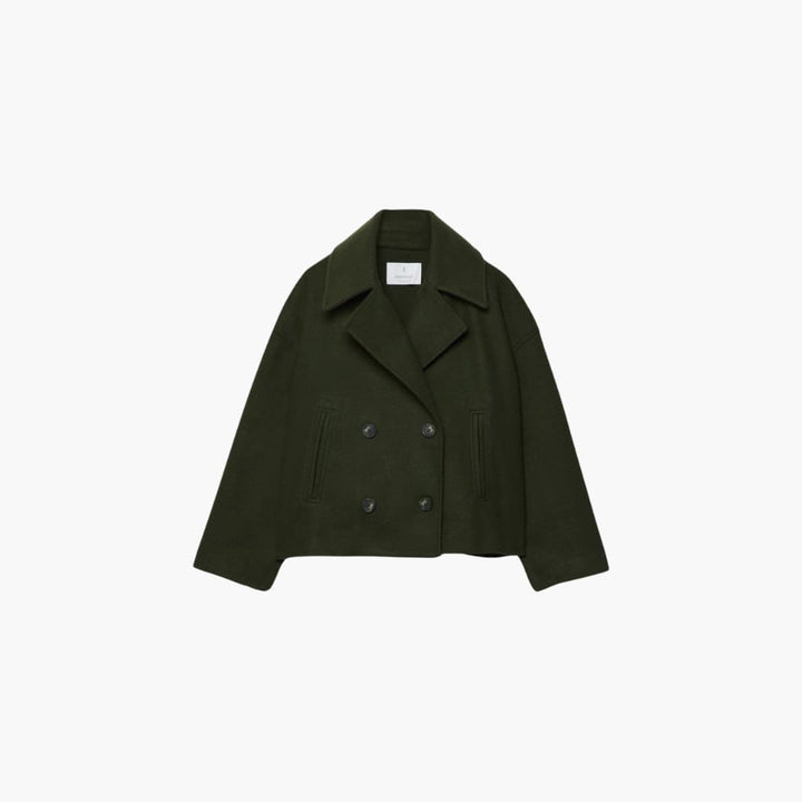 Women’s cropped jacket with double-breasted front and wide lapels