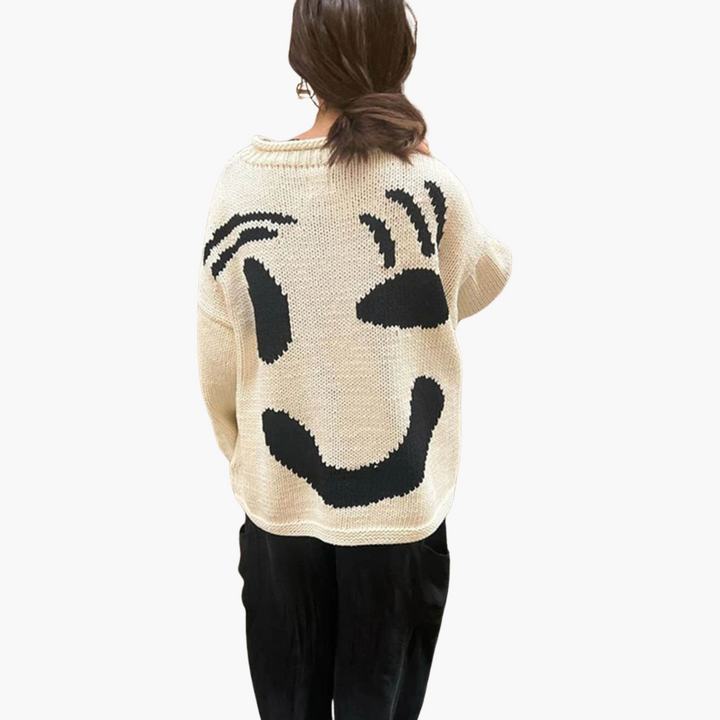 Women’s Sweater with Crew Neck and Cable Knit