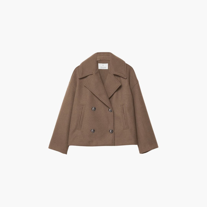 Women’s cropped jacket with double-breasted front and wide lapels