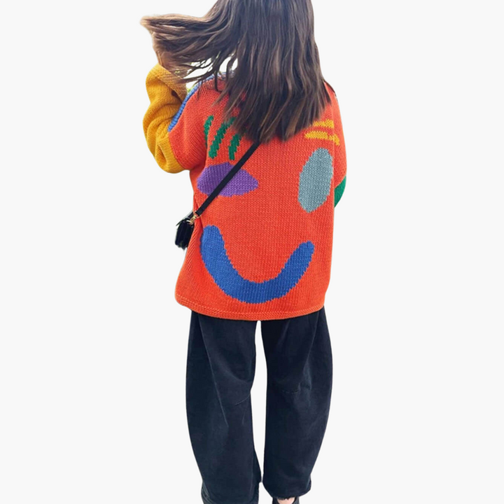 Women’s Sweater with Crew Neck and Cable Knit