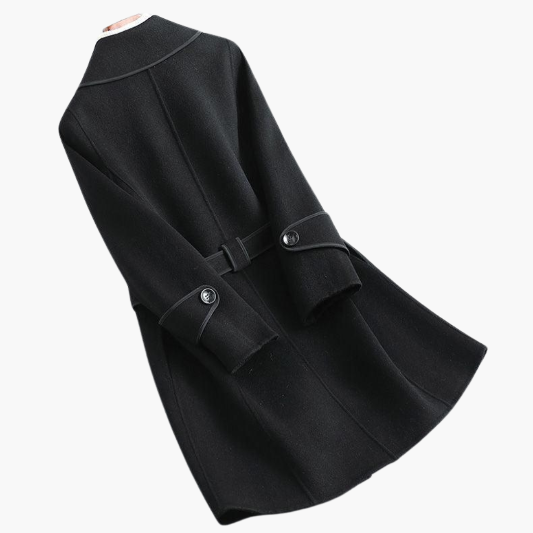 Women’s Double - Breasted Trench Coat with Wool - Blend Wrap and Tailored Fit