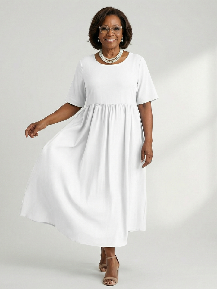 Ciren | Simple Gather Midi Dress