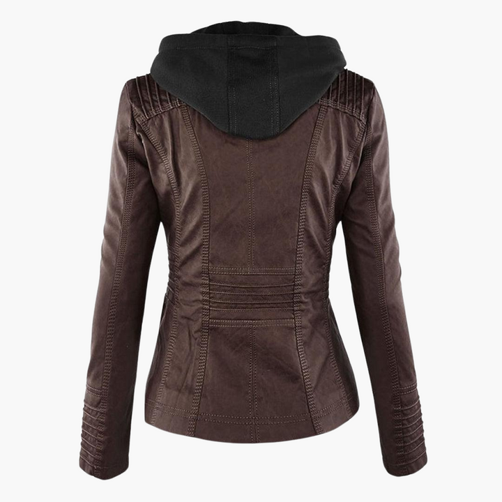 Women’s Zip-Up Faux Leather Jacket with Tailored Fit