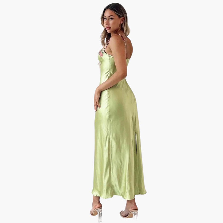 Women’s Embroidered Sleeveless Dress with Spaghetti Straps