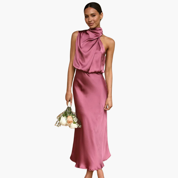 Women’s Gown with One-Shoulder and Draped Neckline