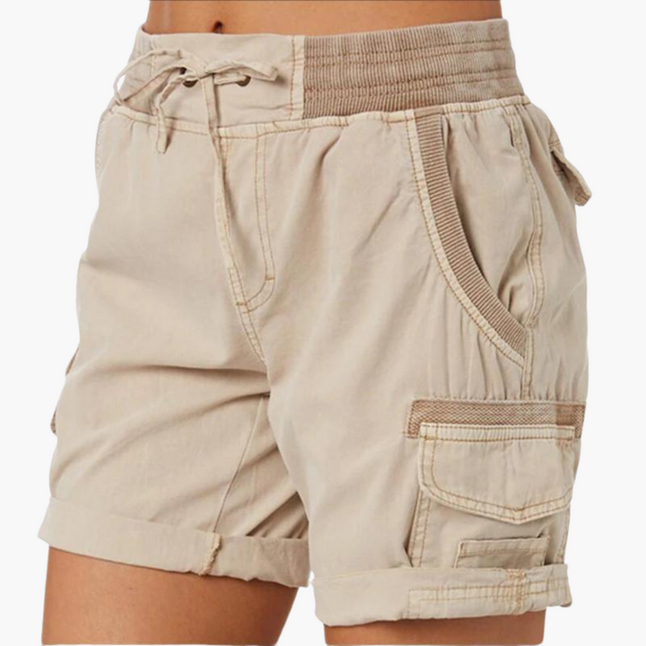 Women’s Cargo Shorts with Multiple Pockets and Structured Waistband