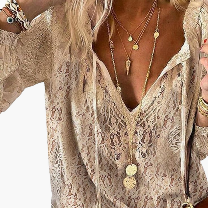 Boho Blouse for Women - Elegant Slit Neckline &amp; Airy Style -  Made By Riley