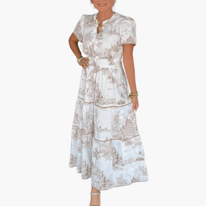 Women’s Maxi Dress with Tiered Skirt and Print
