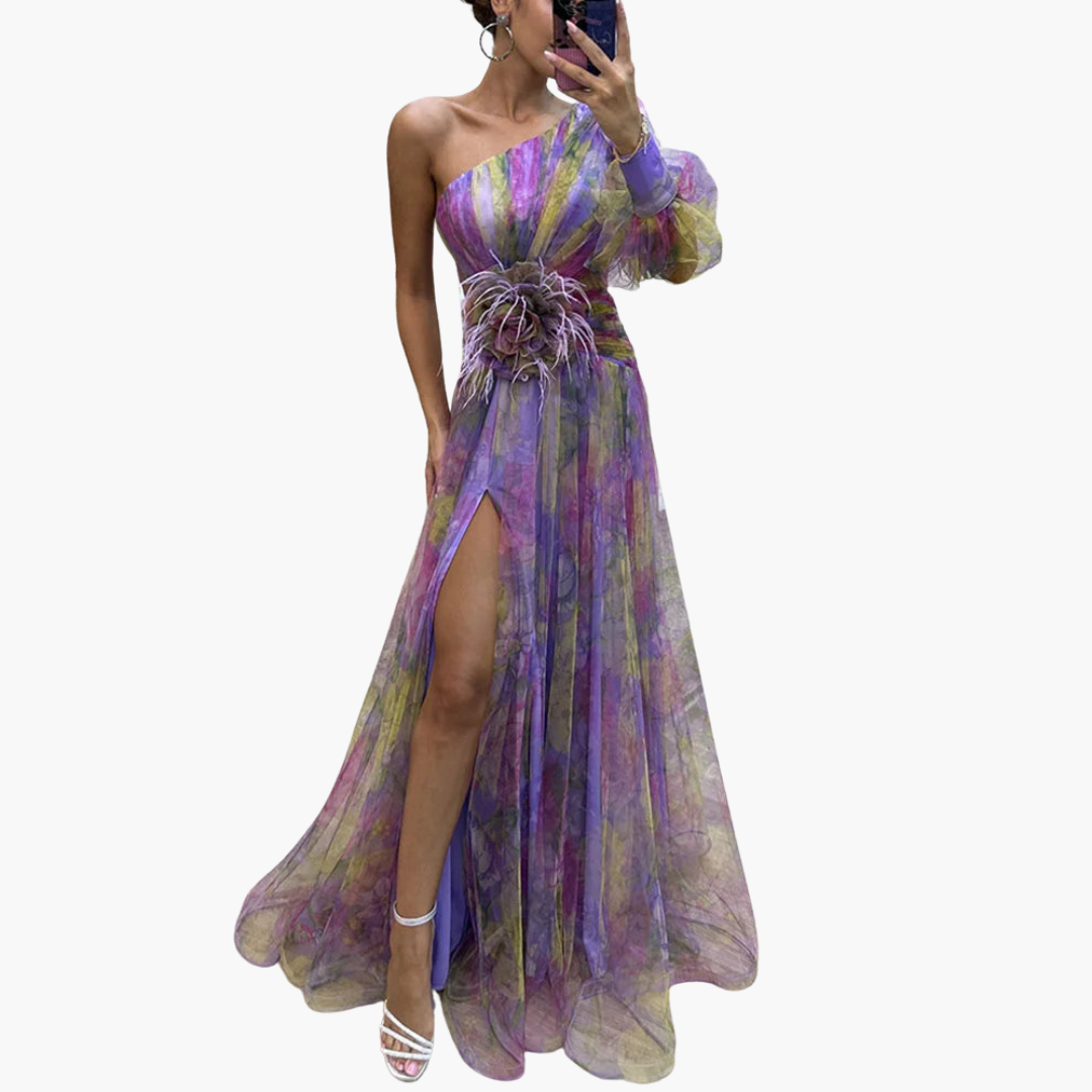 Women’s One-Shoulder Floral Dress