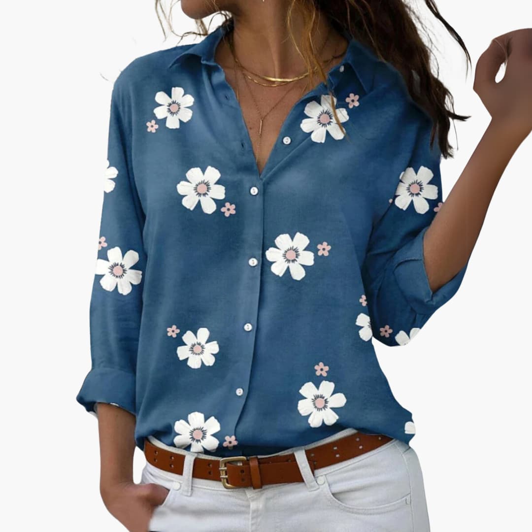Women’s Button Up Blouse with Floral Print