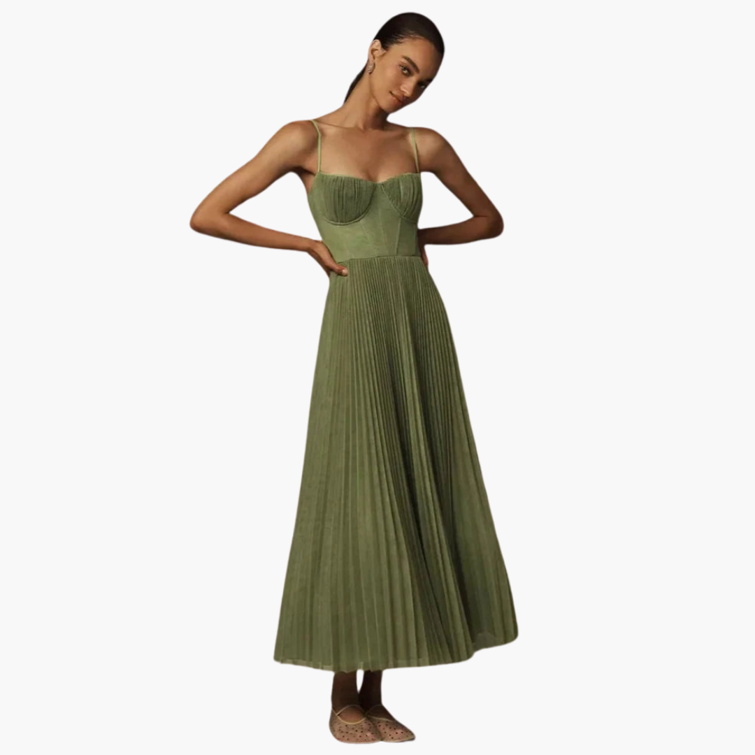 Women’s Midi Dress with Bustier and Pleats