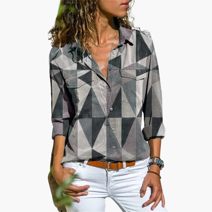 Women’s Button Up Shirt with Geometric Print