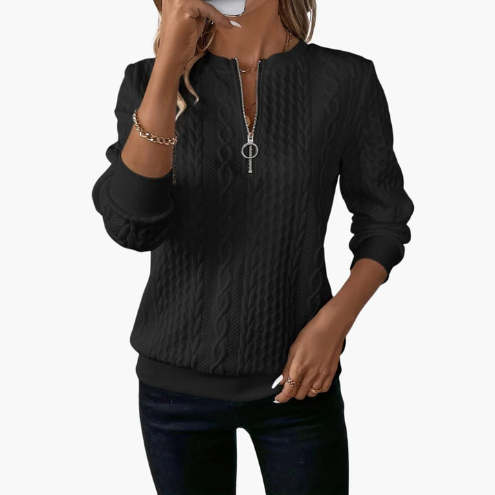 Cable Knit Zip Sweater – Women&