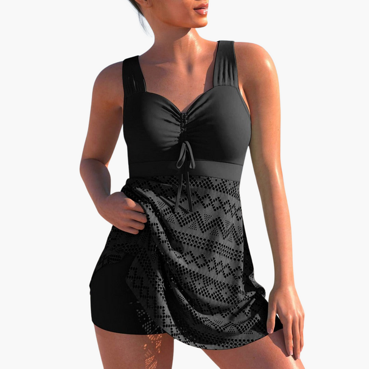 Women’s Tankini Set with Adjustable Straps and Padded Cups