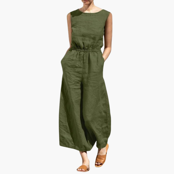 Women’s Sleeveless Jumpsuit with Elasticated Waist