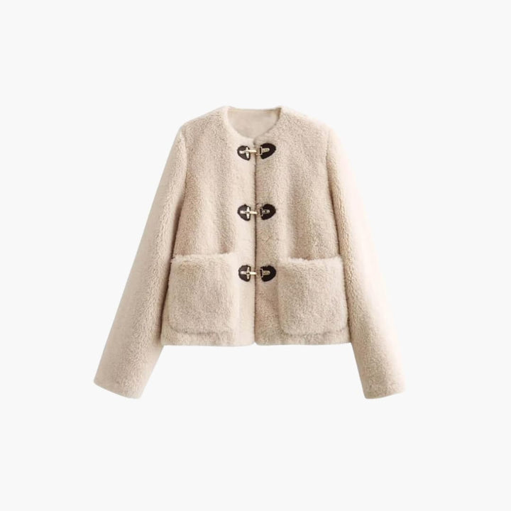 Women’s Teddy Coat with Toggle Closure and Round Neck