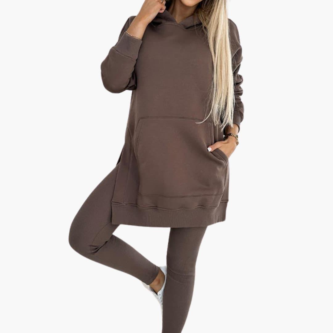 Women’s Two-Piece Hoodie and Leggings Set with Fitted Leggings