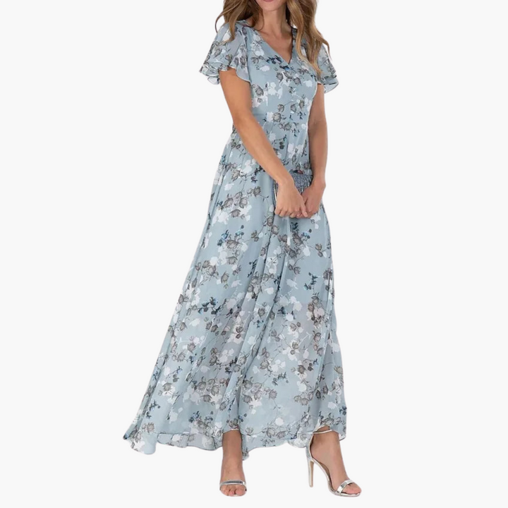 Women’s Midi Dress with Floral Print and Relaxed Silhouette