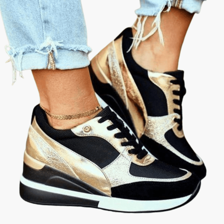 Women’s Platform Wedge Sneakers with Lace-Up Design