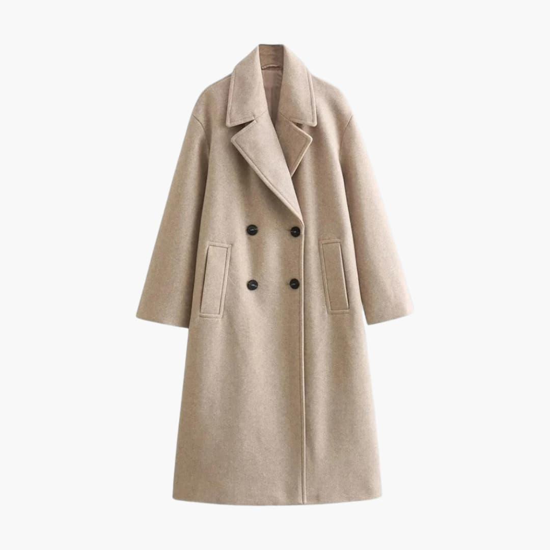 Women’s Longline Coat with Oversized Fit and Welt Pockets